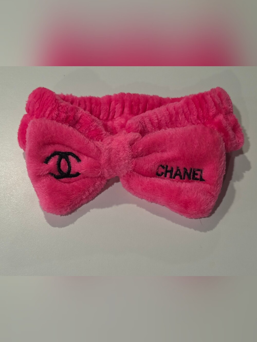 CC Hot Pink Plush Bow Spa Style Headband